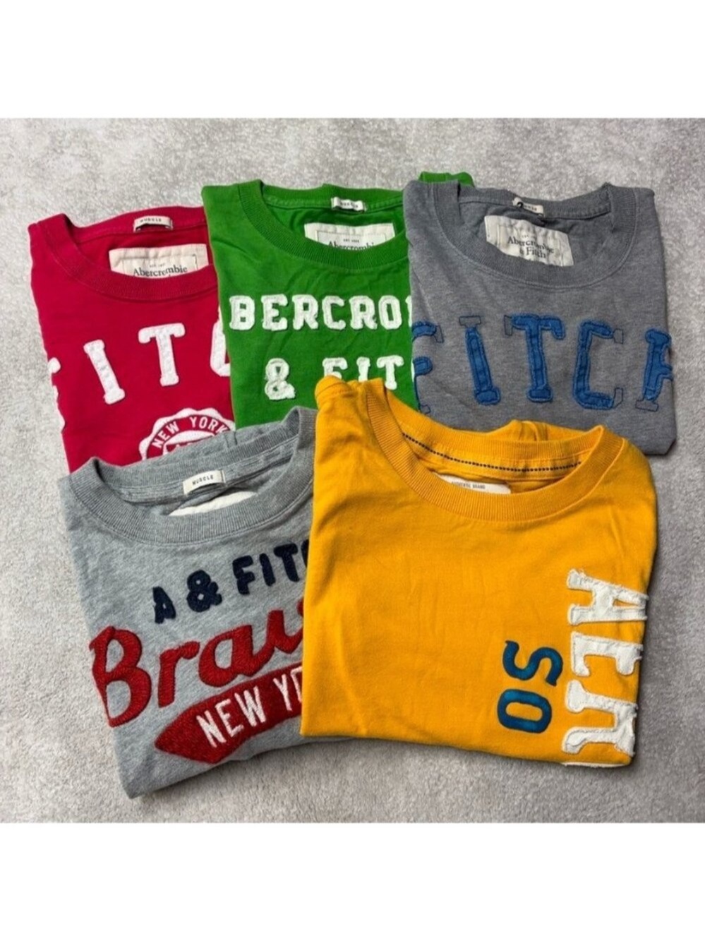 Lot of 4 Vintage Abercrombie & Fitch Muscle Fit Spelliout T-Shirt Y2K Mens XXL